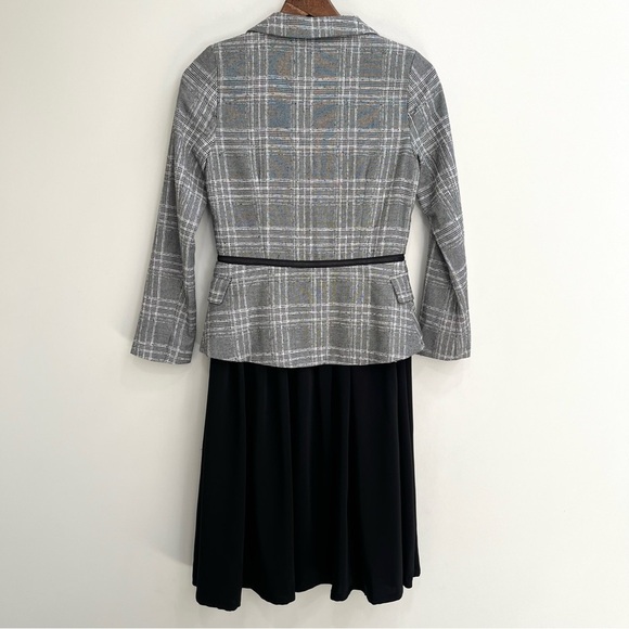 Story. Modesto long sleeve plaid tweed blazer midi dress vintage Inspired style - Picture 2 of 10